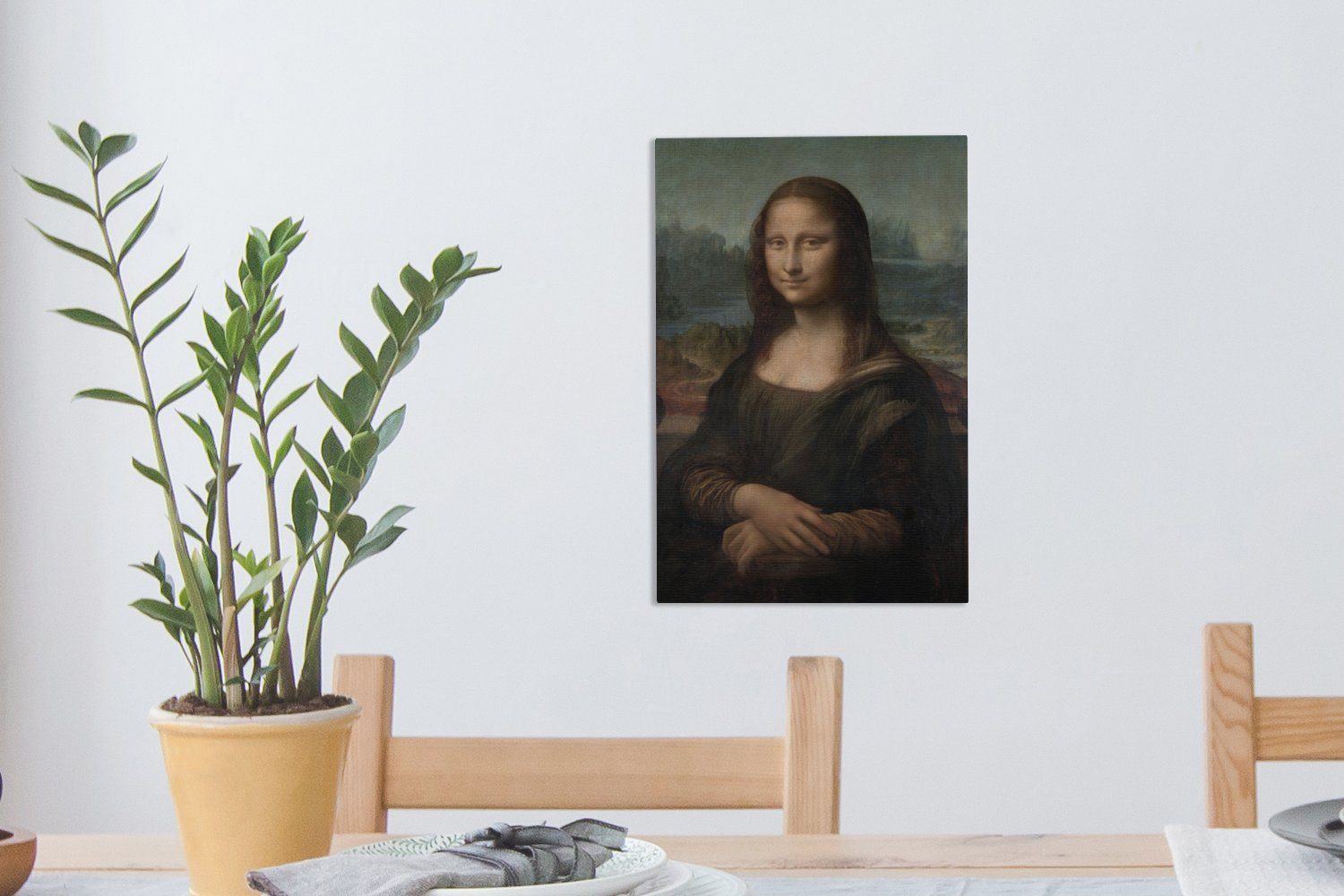 Gemälde, cm Lisa Da Leonardo Leinwandbild (1 St), Zackenaufhänger, OneMillionCanvasses® Leinwandbild 20x30 - bespannt Vinci, Mona fertig inkl.