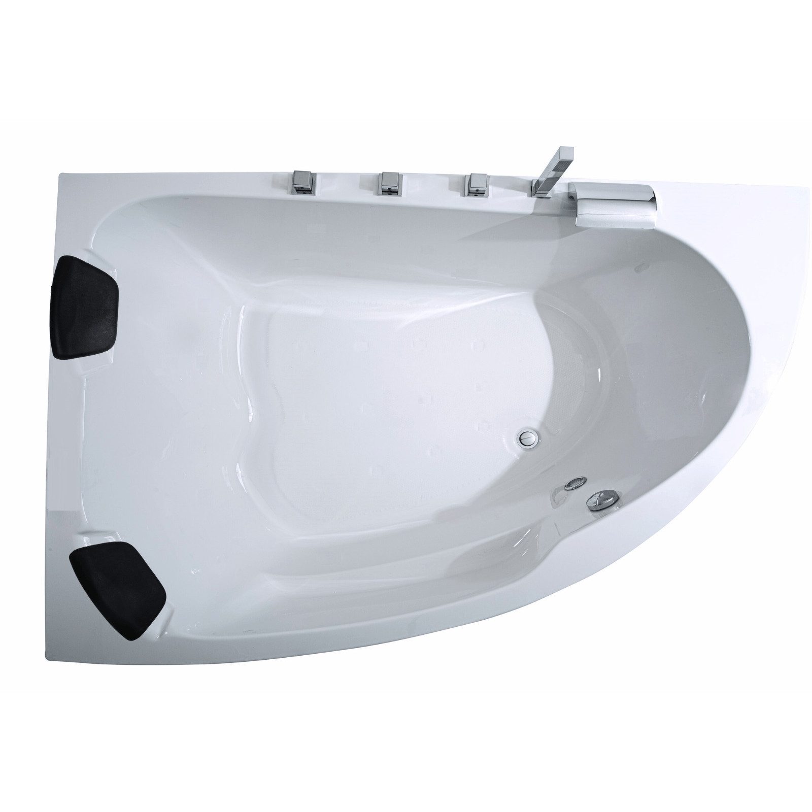 Caribia Großraumwanne Delta-XL 180x130 Links Wasserfall Armaturset, 2x Kopfkissen GRATIS