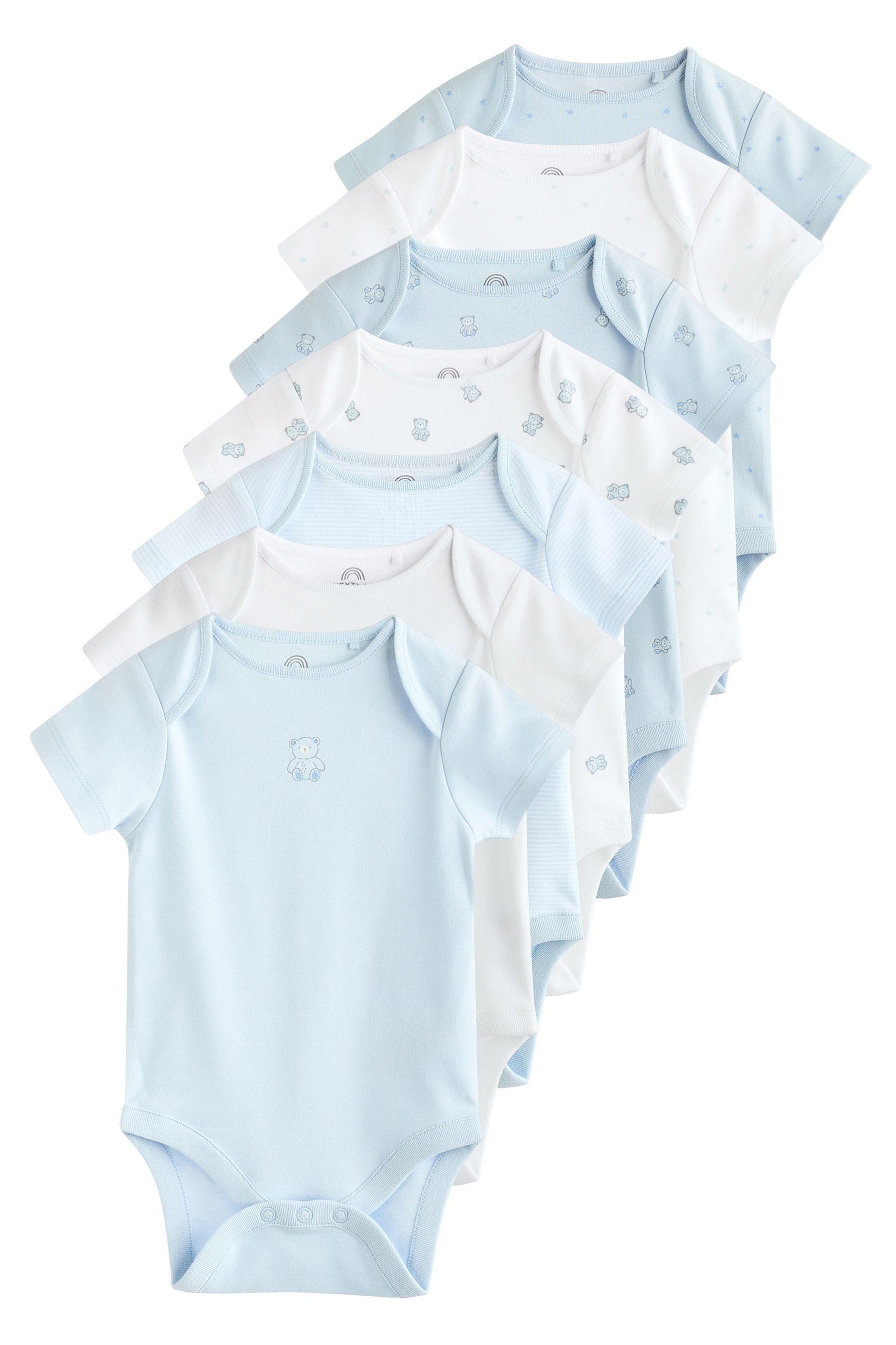 Next Kurzarmbody Kurzärmelige Baby-Bodys mit Bärendesign, 7er-Pack (7-tlg)