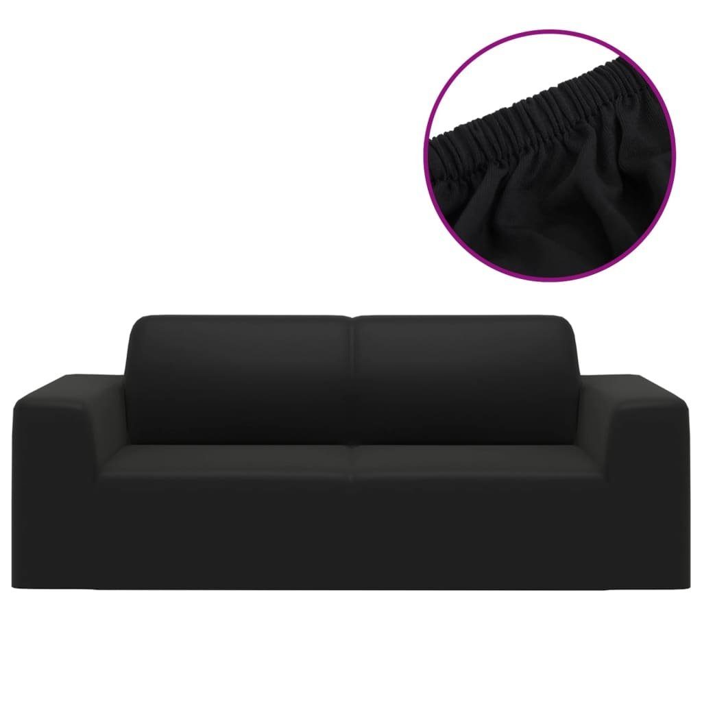 furnicato Hussen-Set Stretch Sofahusse 2-Sitzer Schwarz Polyester-Jersey