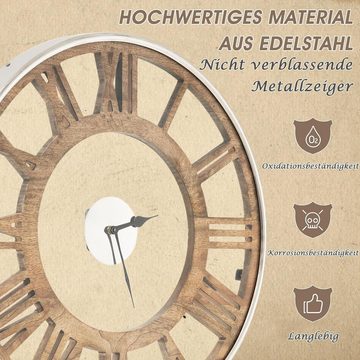 KOMFOTTEU Wanduhr (Vintage Uhr mit römische Ziffern, Funkuhr)