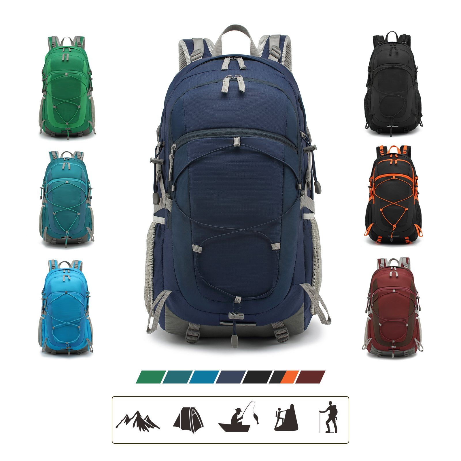 Regenschutzhülle Outdoor-Rucksack und 1-Regenabdeckung, Navy blau Kompressionsgurte Trekkingstöcke, Decke Regenschutz), mit etc. Kletterrucksack Schlafsack, (Ausgestattet für 1-Rucksack Einschließlich mit TAN.TOMI 40L