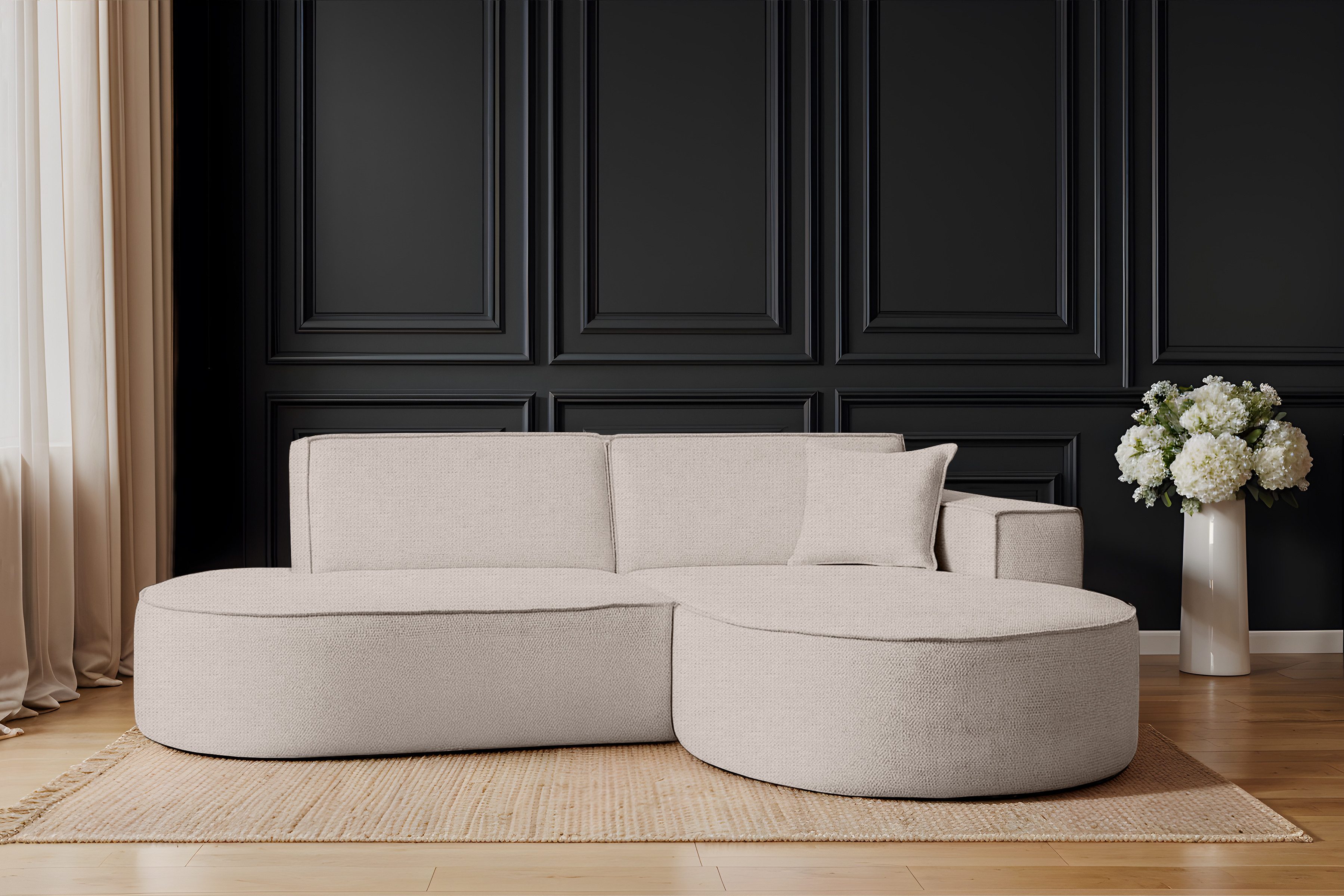 Kaiser Möbel Ecksofa Designer MODENA STUDIO stoff Artico, Einzelsofa, Minimalistisches Design mit abgerundeten Linien