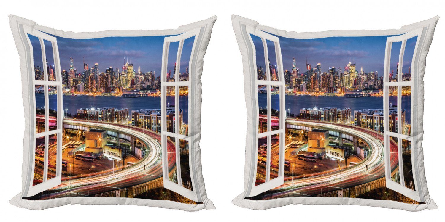 Kissenbezüge Modern Accent Doppelseitiger Digitaldruck, Abakuhaus (2 Stück), New York Städtischer Fluss und Straßen