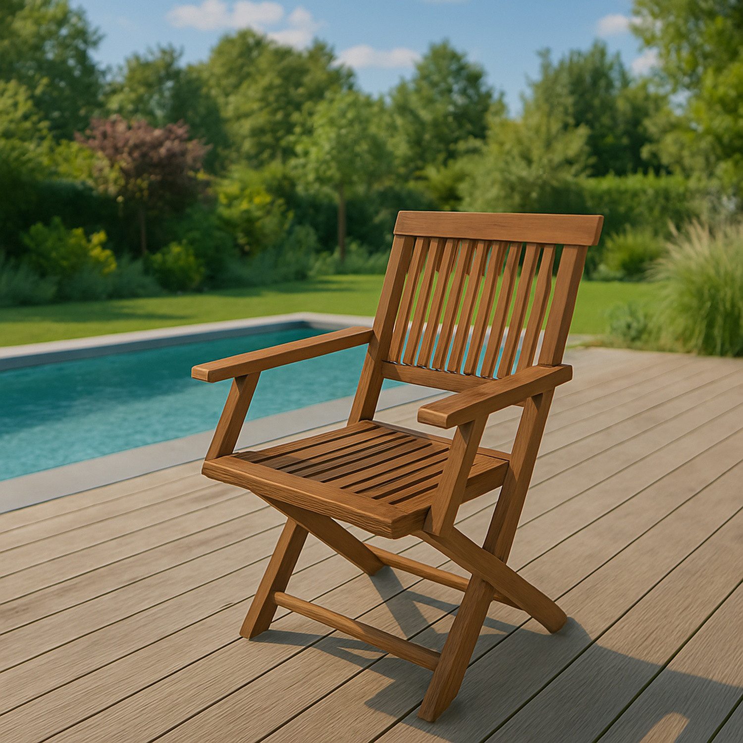 TPFGarden Gartenstuhl TOGULA (4er-Set Klappstuhl mit Armlehnen -Akazie geölt - FSC®-zertifiziert), Hochwertiger Outdoor Stuhl mit den Maßen (BxHxT): 51 x 92 x 56 cm