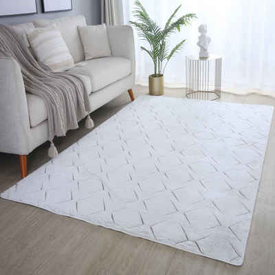 Teppich Skandinavisches Design, SIMPEX24, Rechteckig, Höhe: 15 mm, Teppich Wohnzimmer 3D Effekt Skandinavisches Design Felloptik