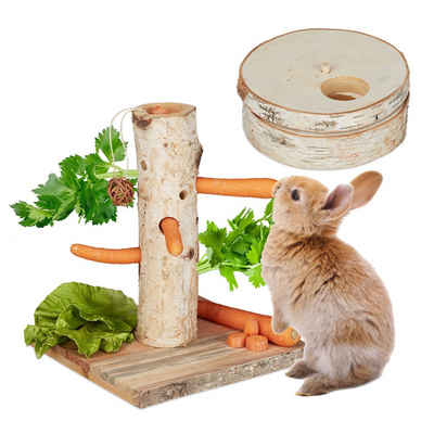 relaxdays Tier-Intelligenzspielzeug 2 tlg. Kaninchen Spielzeug Set, Holz