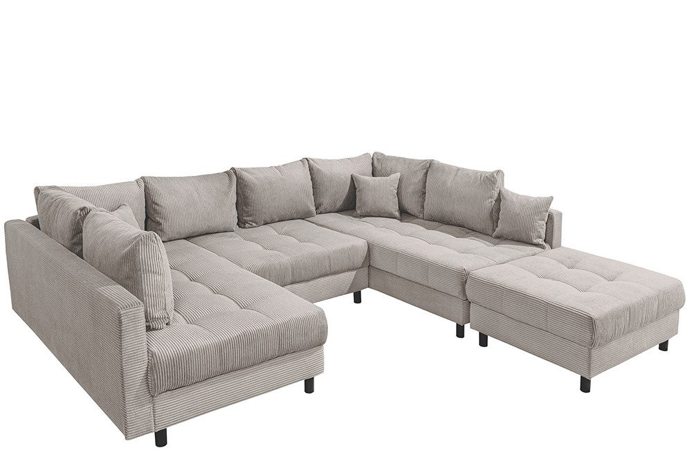 riess-ambiente Wohnlandschaft KENT 305cm greige / schwarz · inkl. Hocker · günstig online kaufen