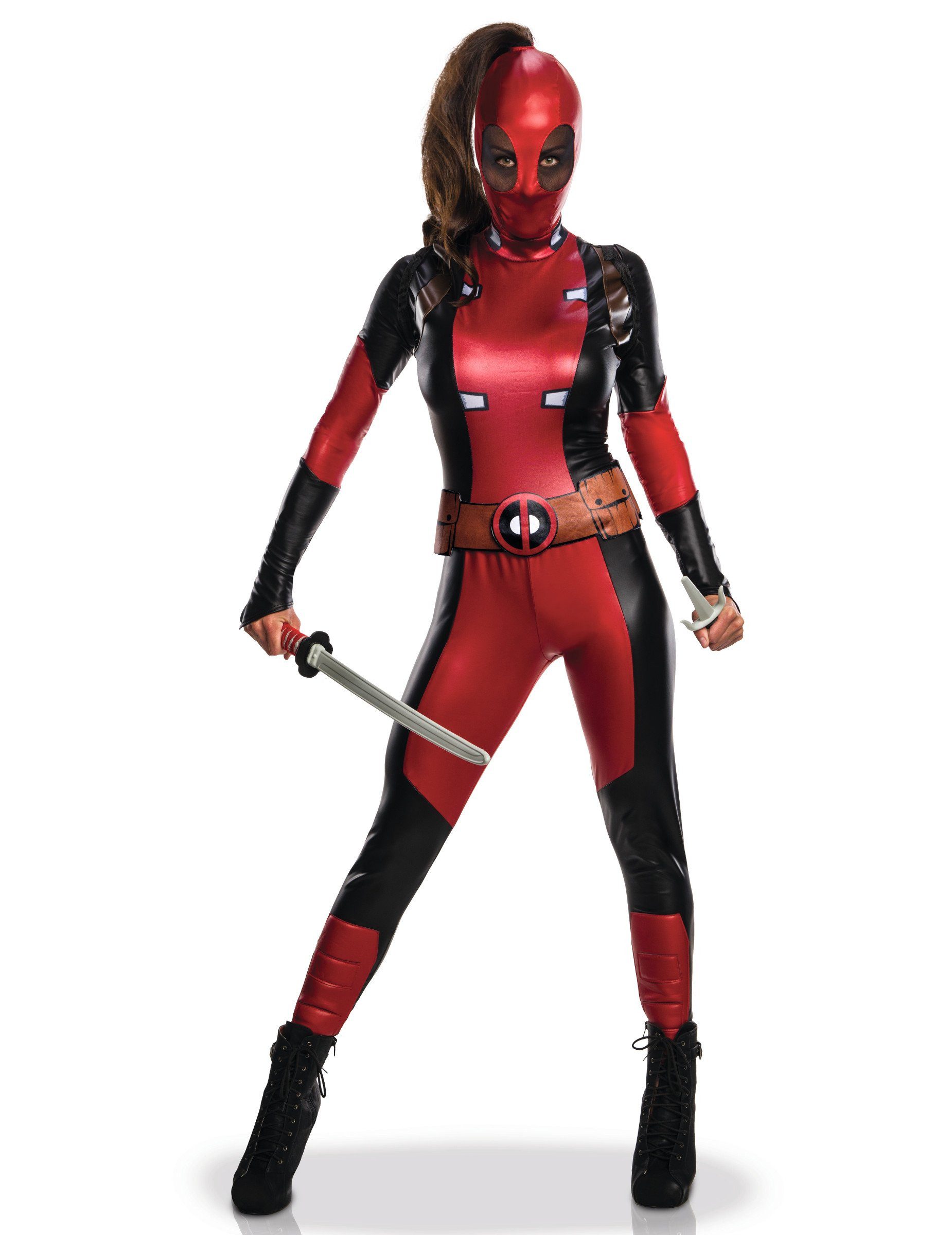Kostüm Sexy Deadpool Lizenzkostüm für Damen rot-schwarz
