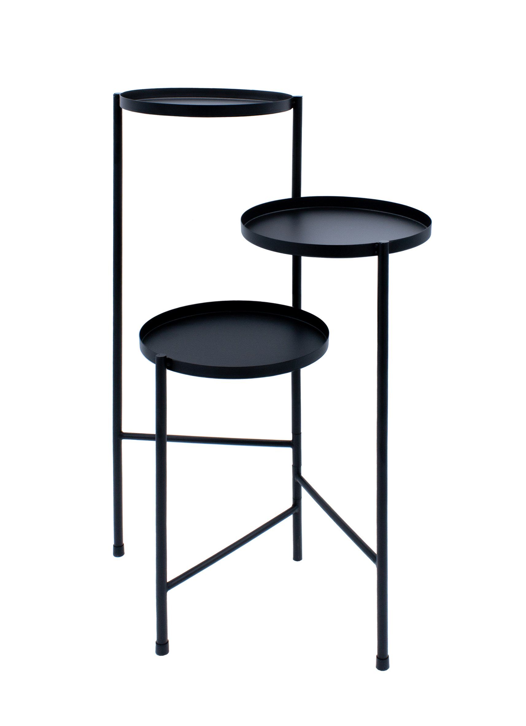 Spetebo Pflanzentreppe Metall Blumentopf Ständer mit 3 Etagen - 70 x 52 cm (Packung, 1 St., 1 tlg), Pflanzenregal ausklappbar in schwarz
