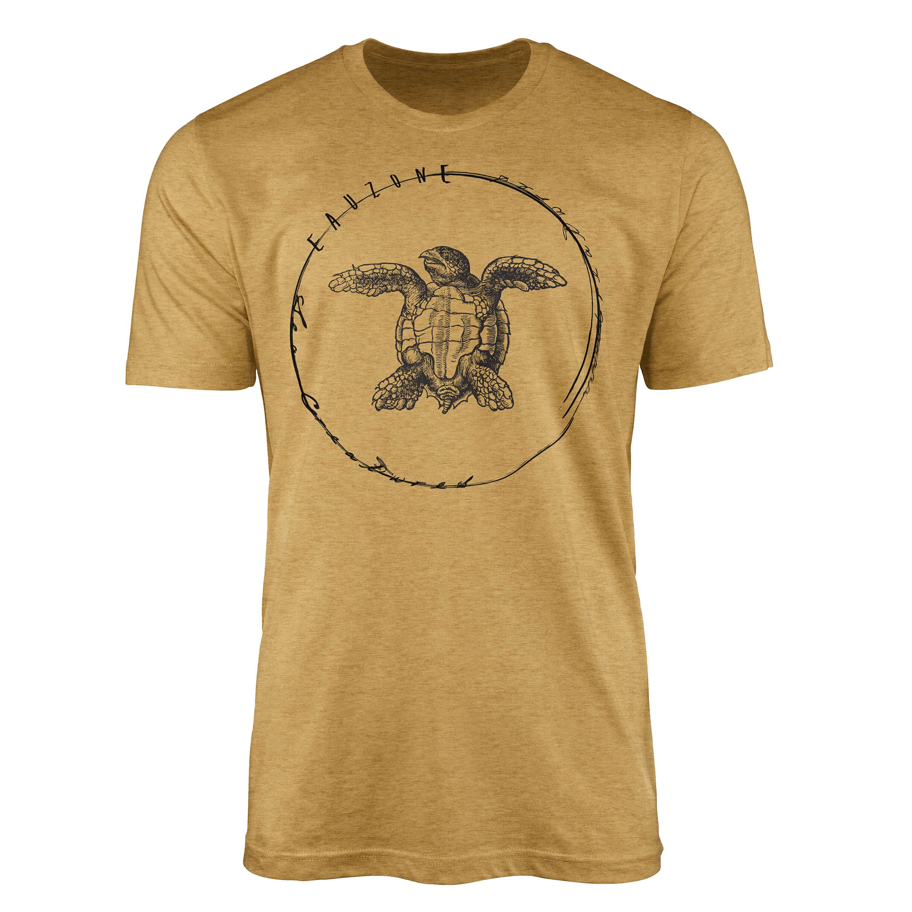 Sinus Art T-Shirt T-Shirt Tiefsee Fische - Serie: Sea Creatures, feine Struktur und sportlicher Schnitt / Sea 048 Antique Gold | T-Shirts