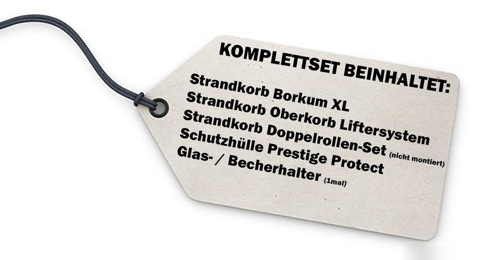Nordsee-Strandkorb Teak grau XL living Grad, BxTxH: Borkum Volllieger Modell bene cm, Liftersystem ca. 142x95x170 und - - Komplettset, inkl. Bullaugen 570, Strandkorb 180 PE