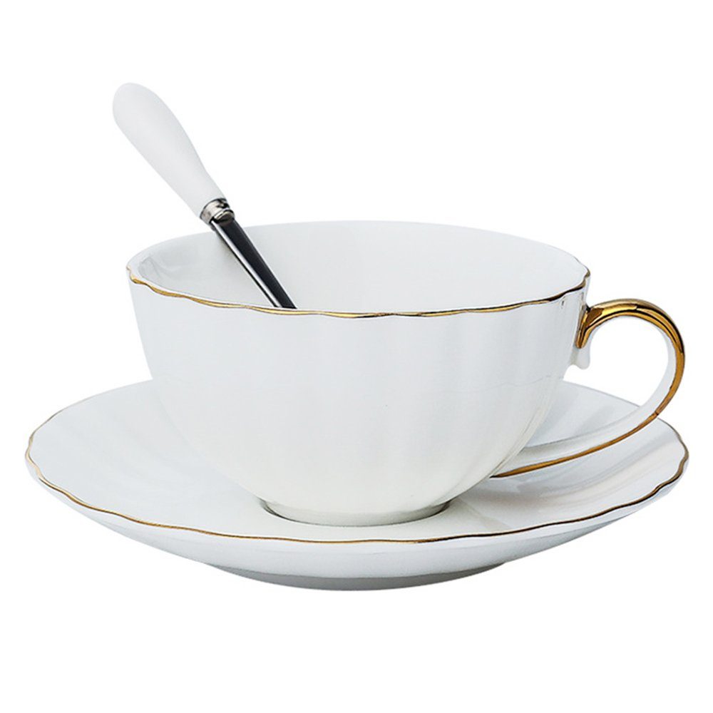 mit (1-tlg), Becher, Cappuccino und Set Ceramic Teetasse Unterteller Dekorative Untertassen Kaffeeservice Kaffeebecher, mit Teetasse Kürbis Tassen Löffel,