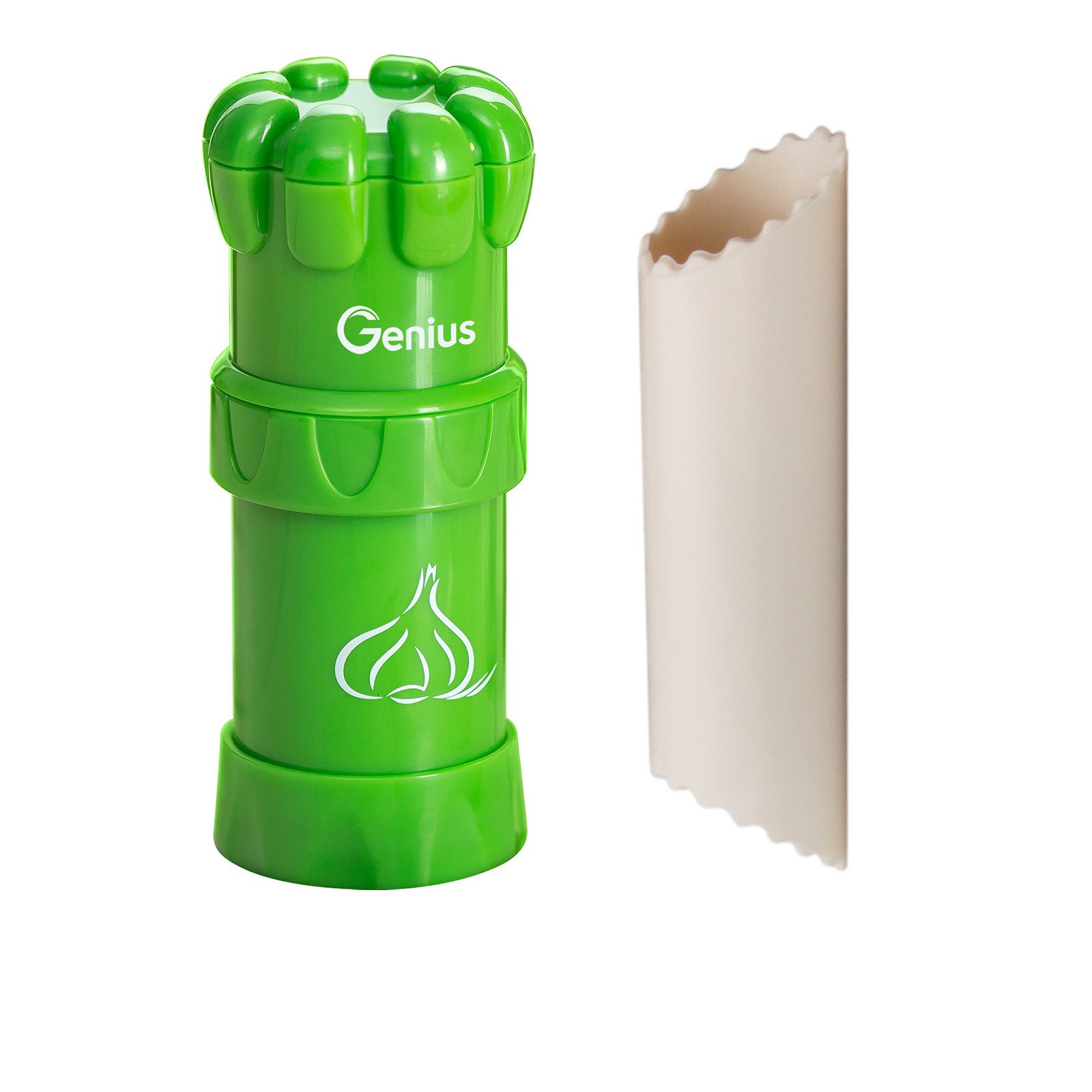 Genius Knoblauchpresse Knoblauch-Schneider G5 Set 2-tlg., inklu. Schäler, Praktisches Set: Knoblauch-Schneider und Schäler in einem