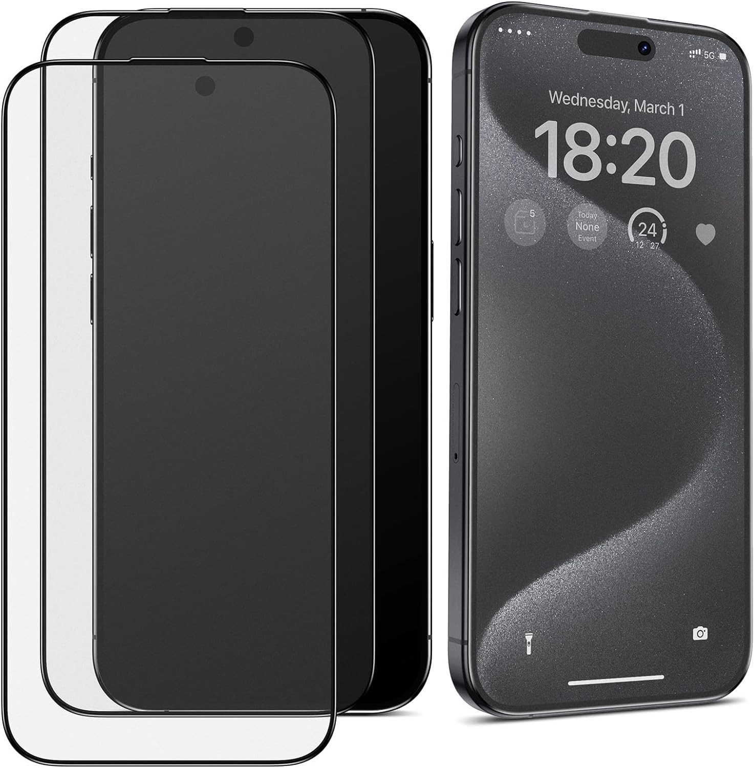 Baker Schutzfolie 2 Stück Panzerglas Vollabdeckung für iPhone 15