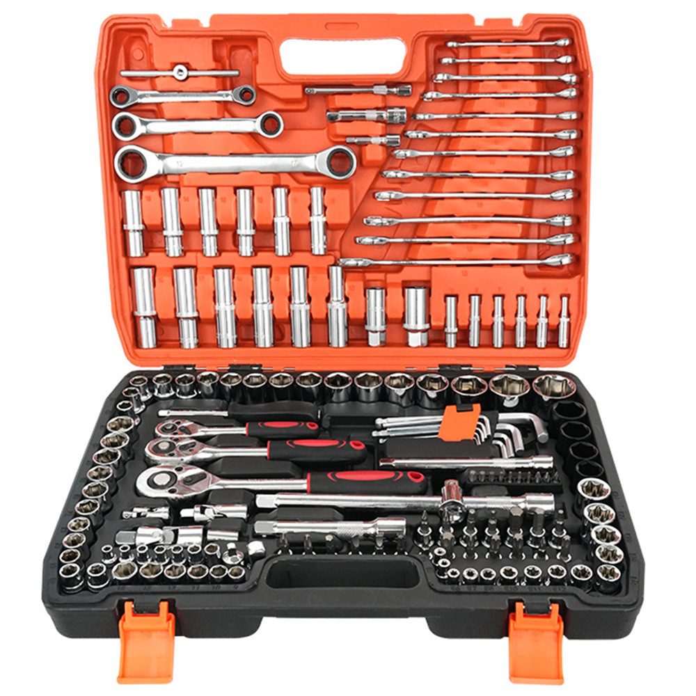 Hikity Werkzeugkoffer Werkzeugkoffer 151tlg Steckschlüsselsatz Ratschenschraubendreher-Set (151 St), 151tlg 24-Zahn