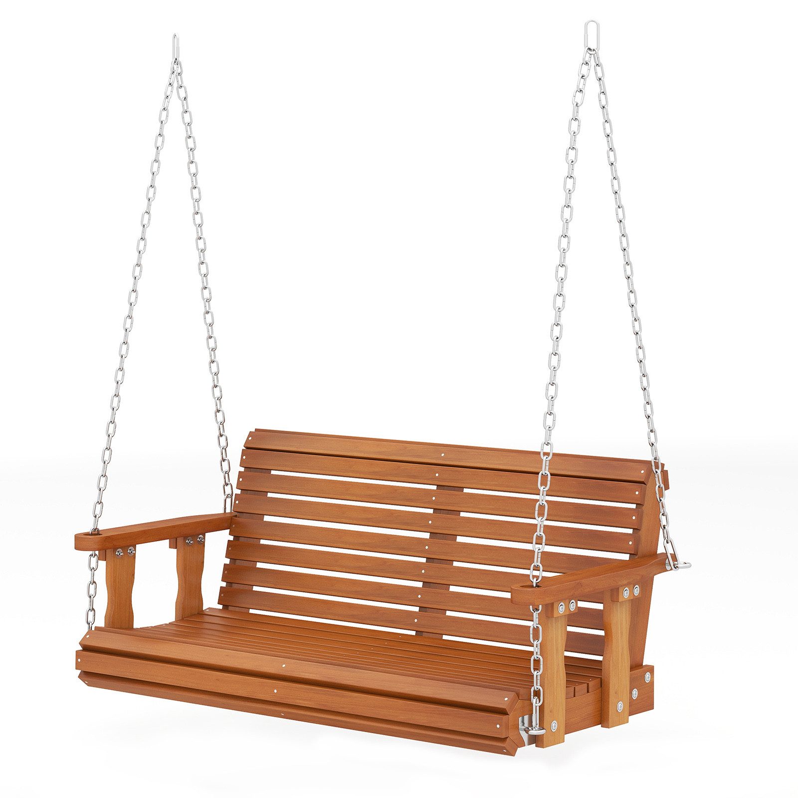 KOMFOTTEU Doppelschaukel Hängebank Outdoor, 2-Sitzer Schaukelbank aus Tannenholz
