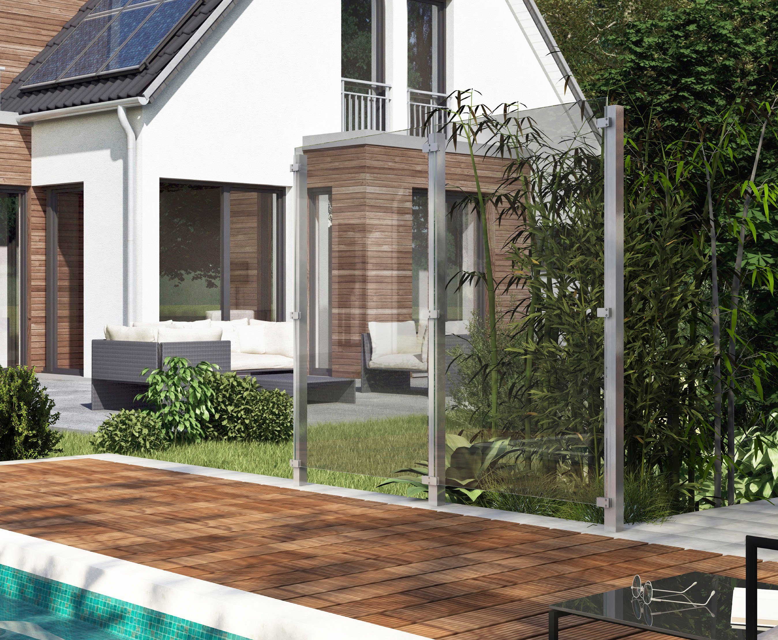 STAKET PRO Zaun, (Set), Glaszaun, Gesamtlänge: 2,265 m, 3 Pfosten