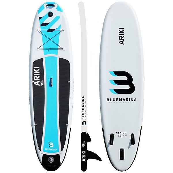 Bluemarina SUP-Board »Aufblasbares Bluemarina SUP Board Ariki inkl. 5 J. Garantie«, (Kinder/Erwachsene bis 90 kg - 3-Finnen - Action-Cam-Halterung), Surfbrett - Surfboard - Paddelboard - Stand Up Paddle