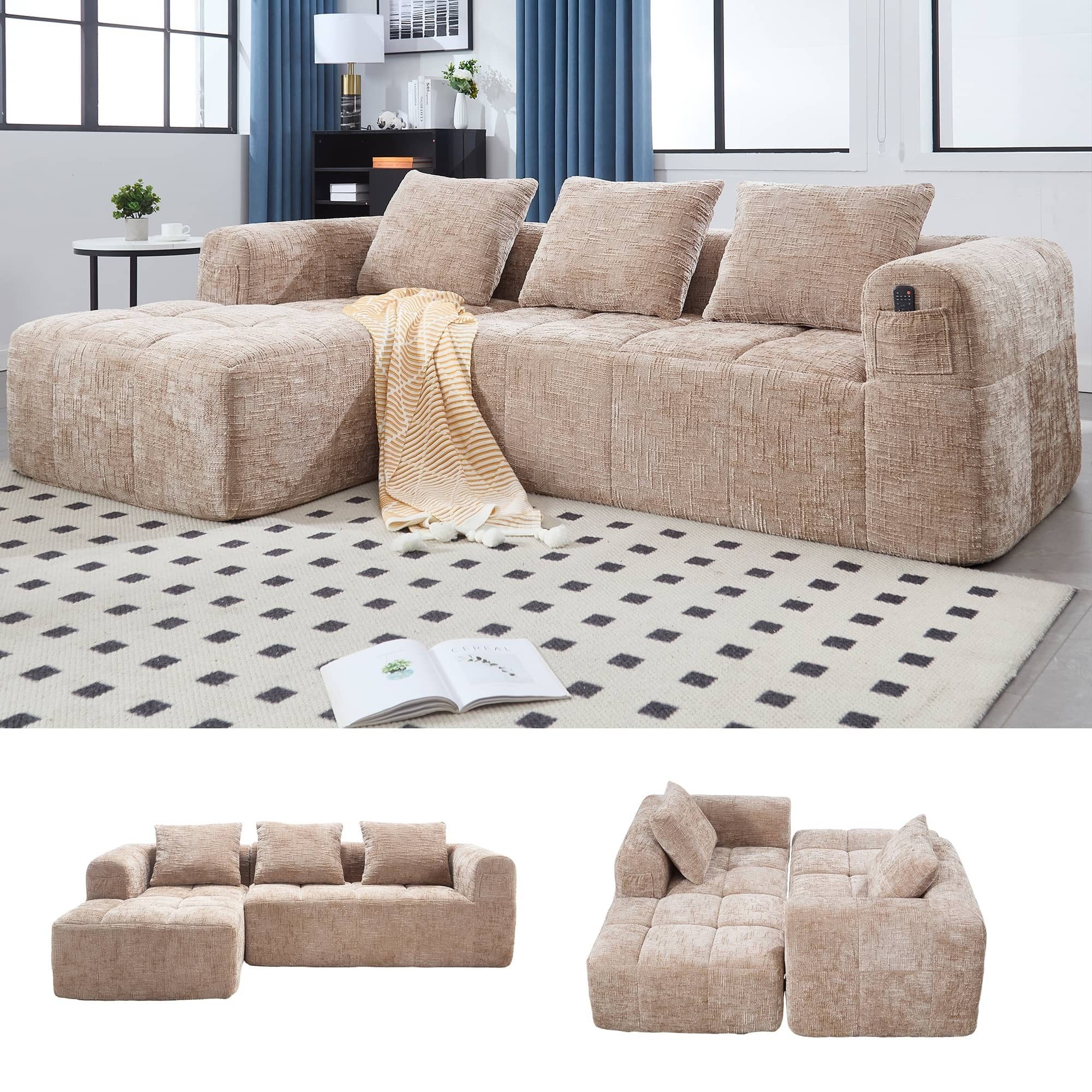 LVHOM Ecksofa Modulares Chaiselongue-Sofa-Set(Polsterliege+Doppelsofa), sep günstig online kaufen