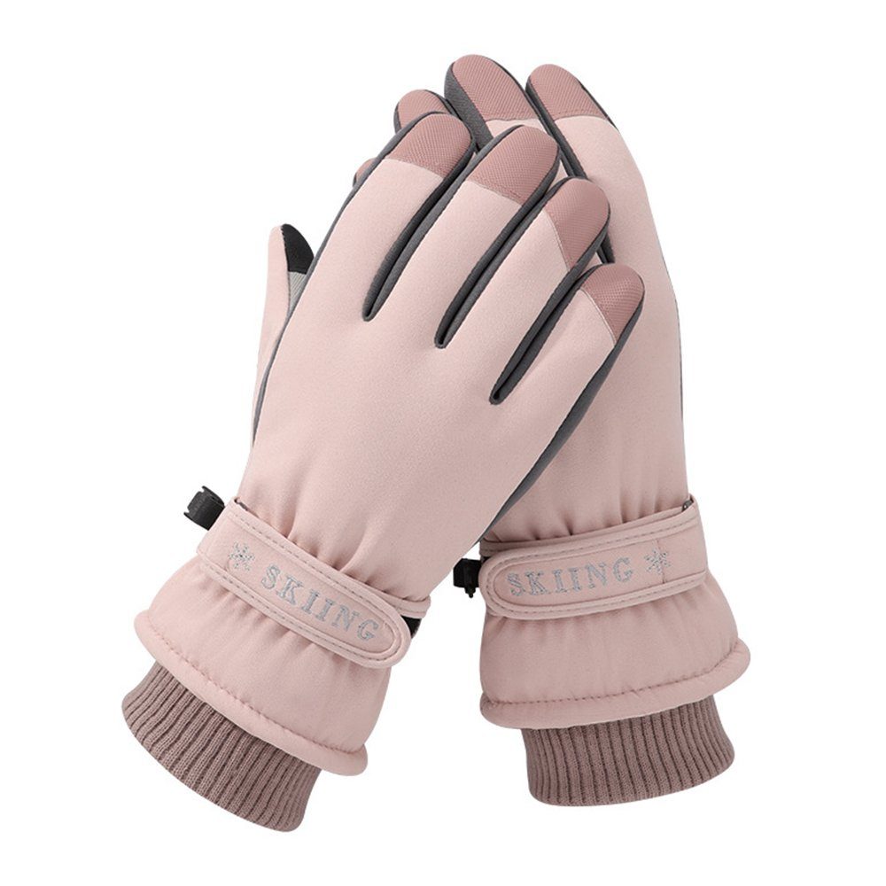 LAPA HOME Fahrradhandschuhe -30°F Wasserdichter Touchscreen Winterhandschuhe Warme Skihandschuhe Damen Winddicht Anti-Rutsch Snowboard Ski Fahrrad Fleecehandschuhe Pink