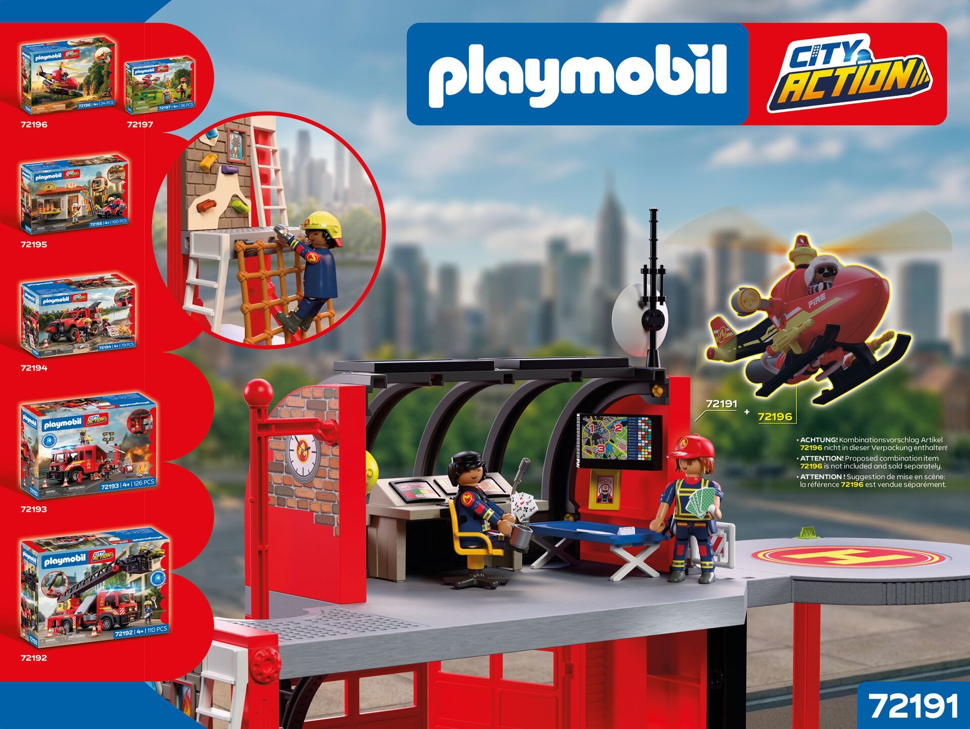 Playmobil® Große Feuerwehrstation (72191), City Action Konstruktions-Spielset, Made in Germany