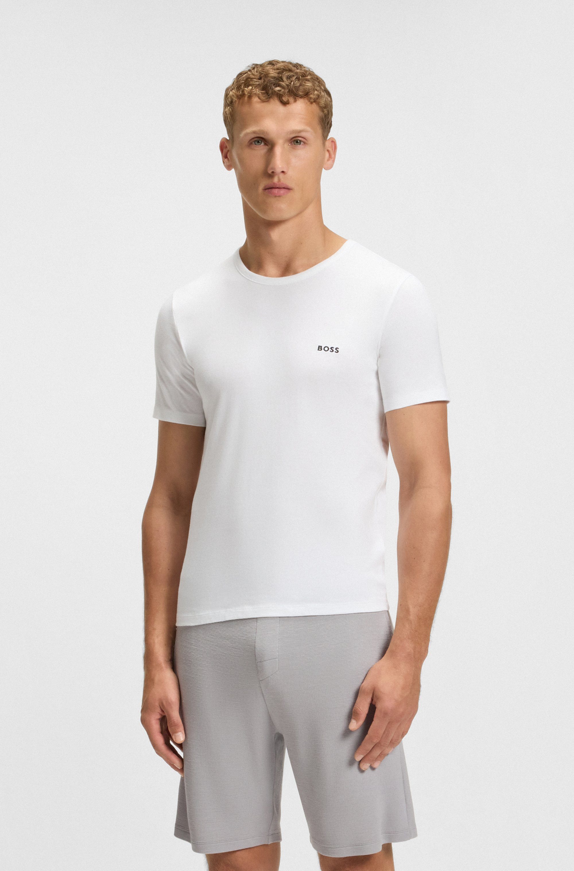 BOSS T-Shirt TShirtRN 3P Classic (Packung, 3-tlg) mit BOSS Stickerei