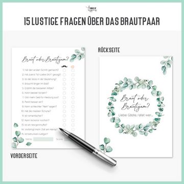 Things of Happiness Spiel, Hochzeitsspiel Braut & Bräutigam 50 Karten, Hochzeitsspiel Brautpaar, Hochzeitsquiz