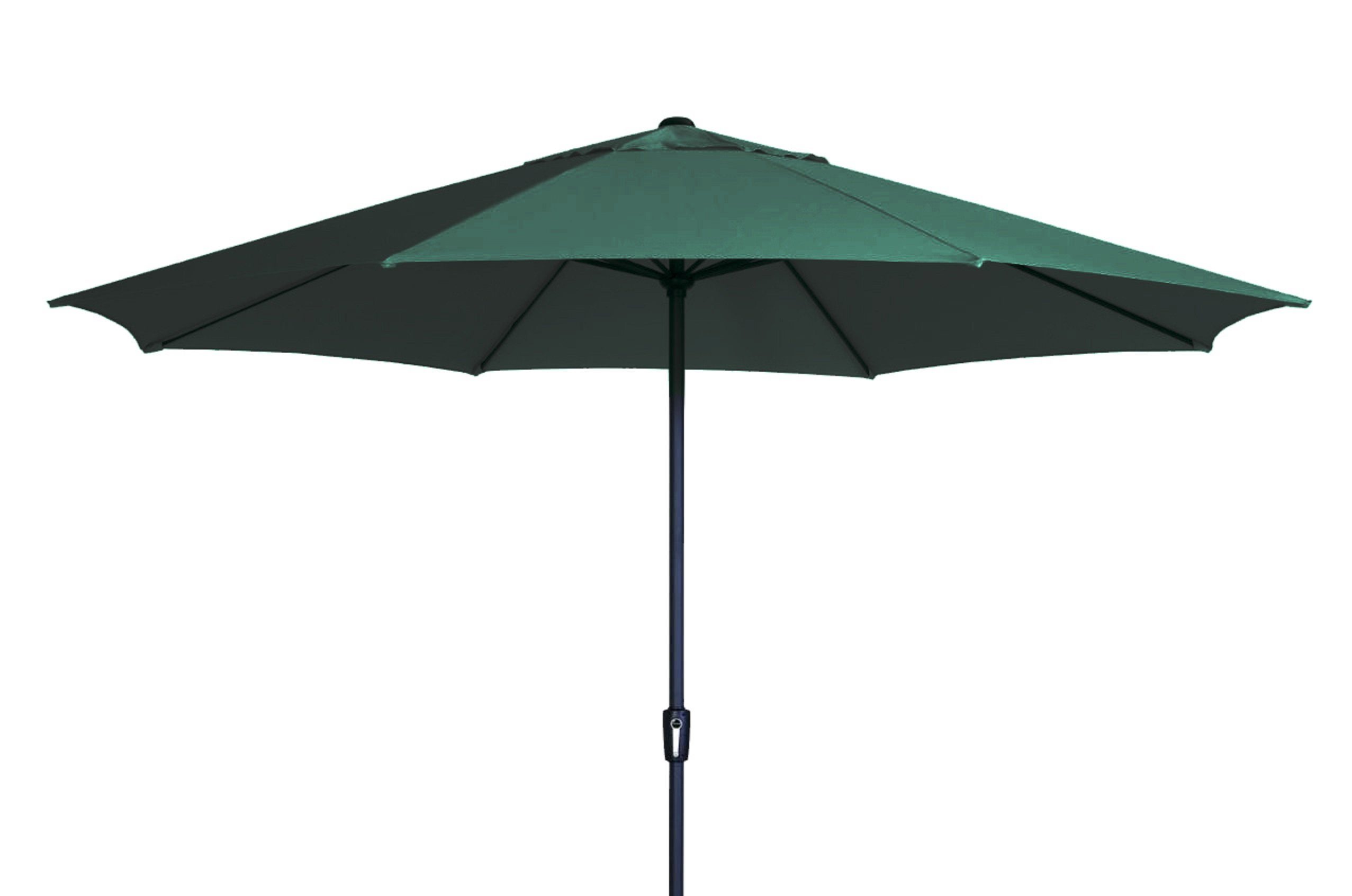 Madison Sonnenschirm Sumatra dunkelgrün 400 cm / 4 m Gartenschirm Kurbelschirm, LxB: 270x400,00 cm, Sonnenschirm, Sonnenschirm mit Kurbel, wasserabweisend mit Kurbel und Windauslass