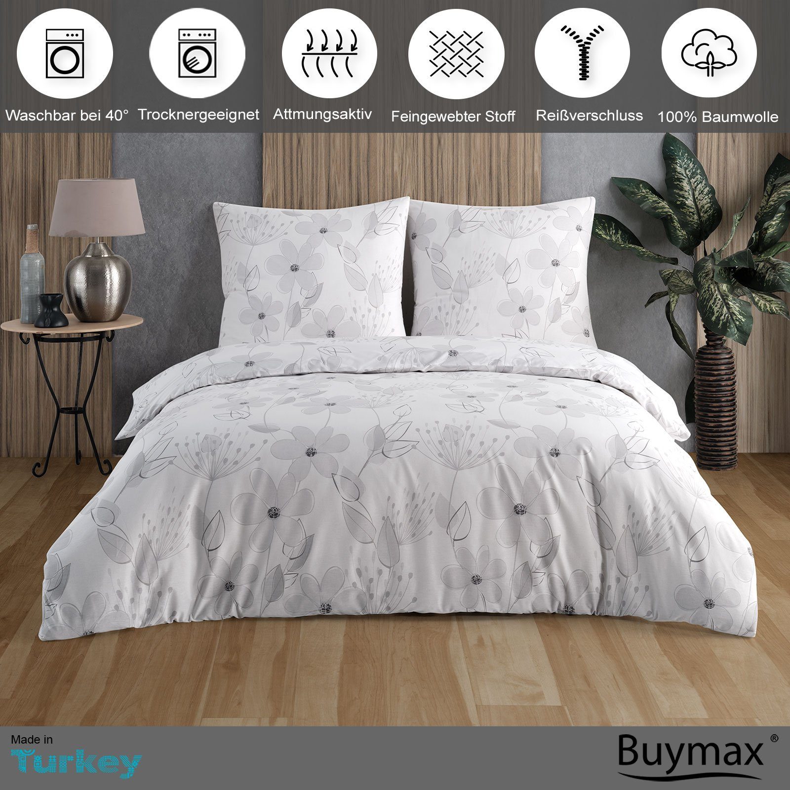 Buymax Bettwäsche Larissa, Renforce: 100% Baumwolle, 3 teilig, 200x220 cm m günstig online kaufen