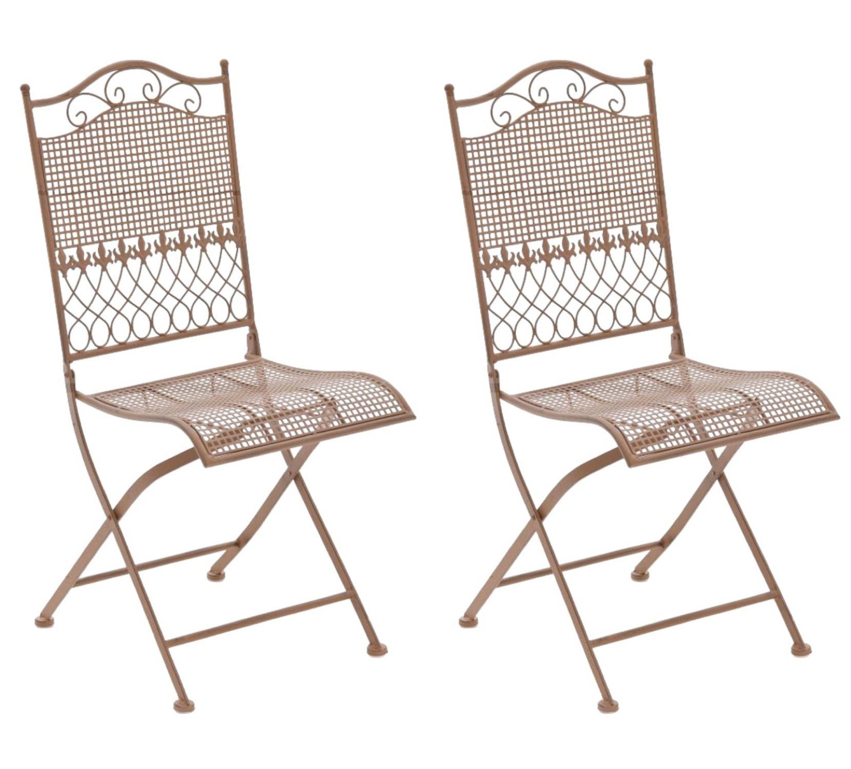 TPFGarden Gartenstuhl Kirstin - 2er-Set für Garten, Balkon, Terrasse (Metalltische aus handgefertigtem Eisen / Bistrotisch outdoor, 2 St), Maße (HxBxT): 91 x 41 x 50 cm - Sitzhöhe: 45 cm - Farbe: antik braun