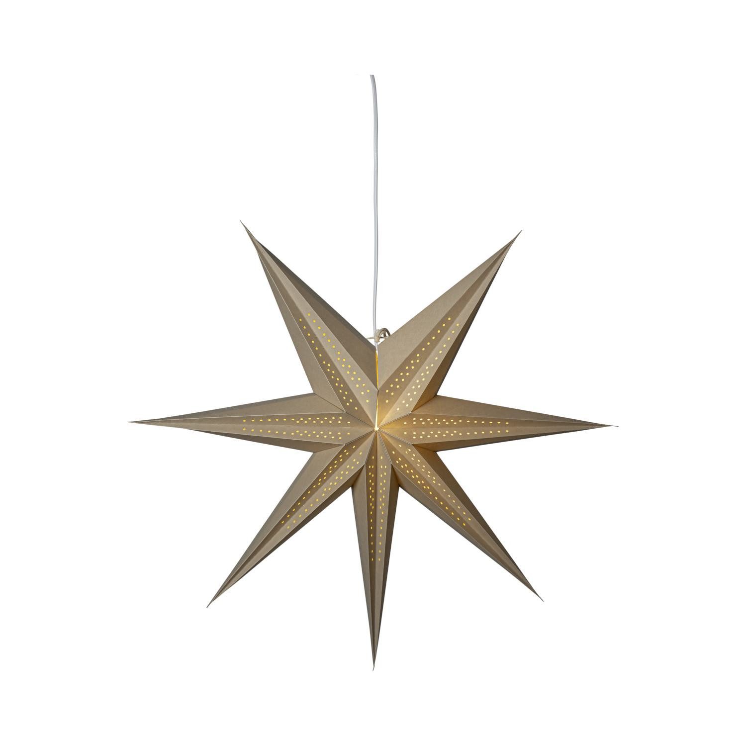 STAR TRADING LED Dekolicht Point, Großer Papierstern,Point' in Beige, dekorative Falz und Lochmuster, 7