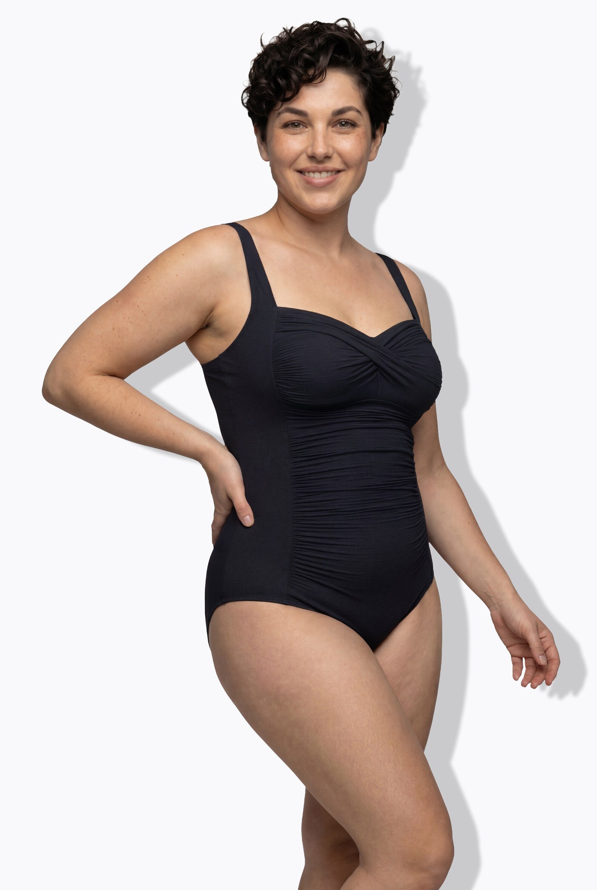 Ulla Popken Badeanzug Badeanzug Drapierung feine Struktur Softcups