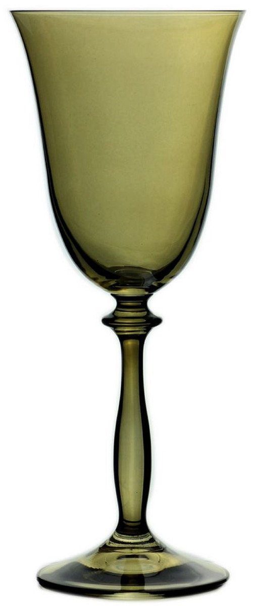 Weinglas Luxus Barock Weißweinglas 6er Set Bernsteinfarben Ø 8,5 x H. 21 cm - Handgefertigte Weingläser - Hotel & Restaurant Accessoires - Luxus Qualität