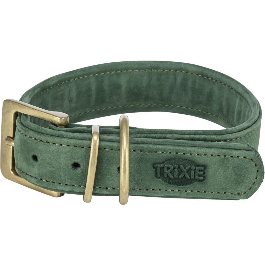 TRIXIE Hunde-Halsband Pure Halsband, Leder extra breit - salbei - 31–37 cm/30 mm, Leder