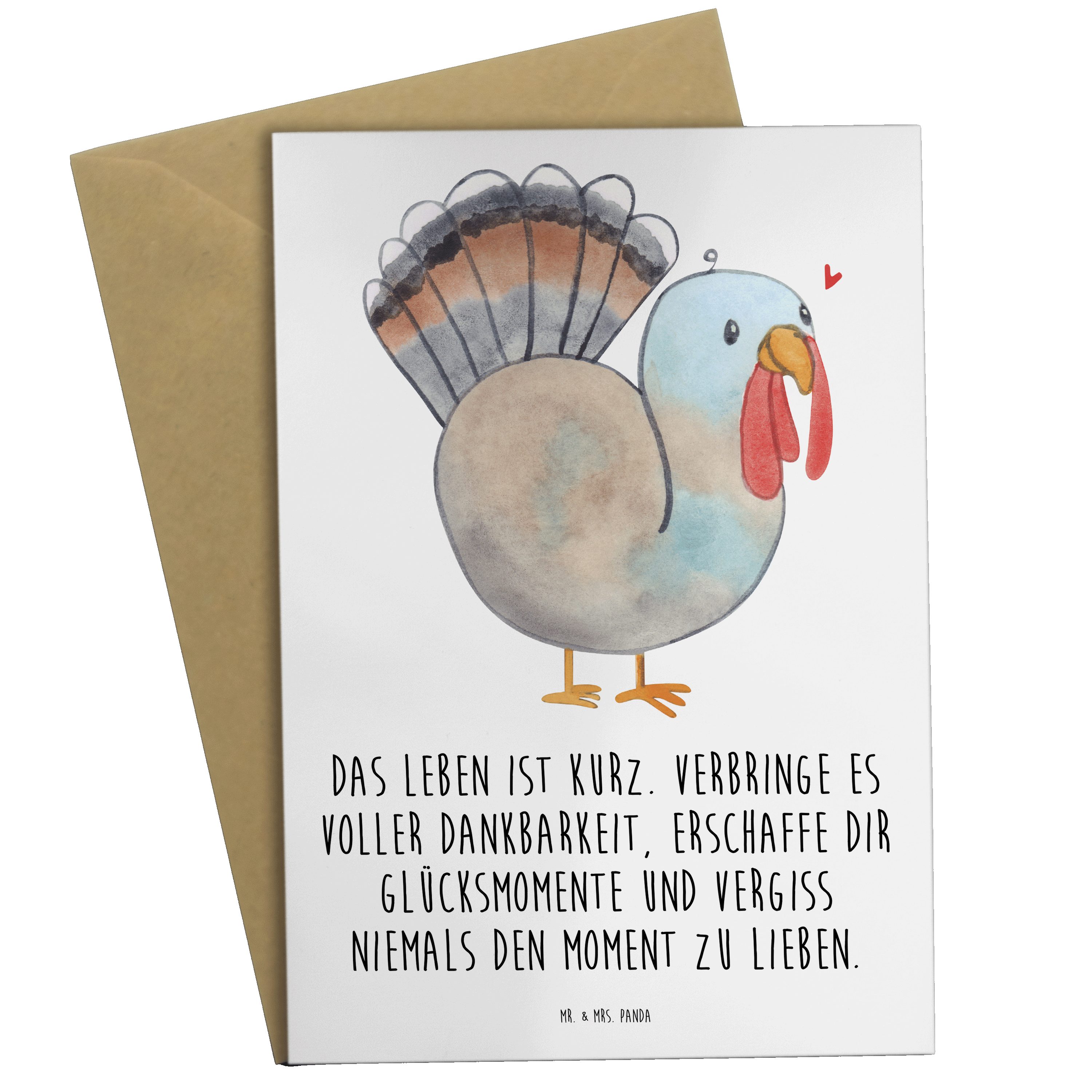 Mr. & Mrs. Panda Karte, Geschenk, Grußkarte Thanksgiving Truthahn - Hochzeitskarte, Ernte - Weiß