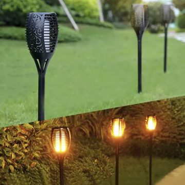 Gardlov LED Solarleuchte Solar-LED-Gartenlampe mit Flammeneffekt, LED fest integriert, Warm, Natürlicher Flammeneffekt, wetterbeständig, einfache Installation