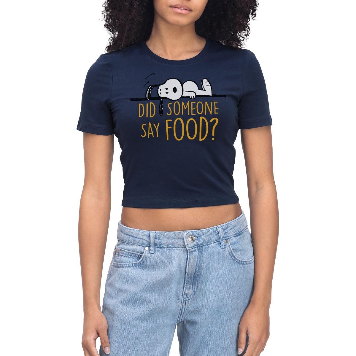 Spreadshirt T-Shirt Peanuts Snoopy Ich Hab Hunger Lustiger Spruch Crop Top (1-tlg)
