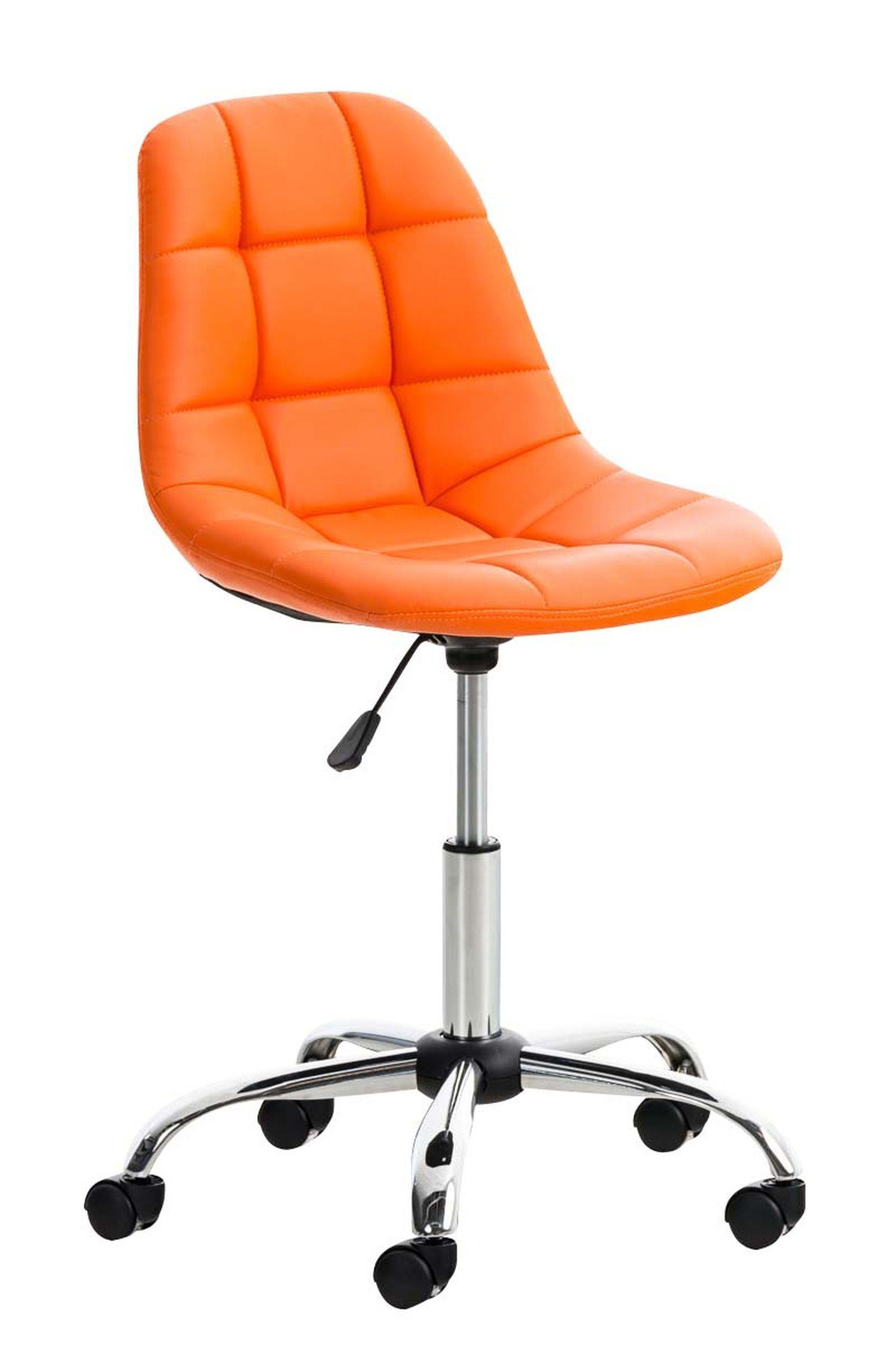 TPFLiving Bürostuhl Emily mit bequemer Rückenlehne - höhenverstellbar und 360° drehbar (Schreibtischstuhl, Drehstuhl, Chefsessel, Konferenzstuhl), Gestell: Metall chrom - Sitzfläche: Kunstleder orange
