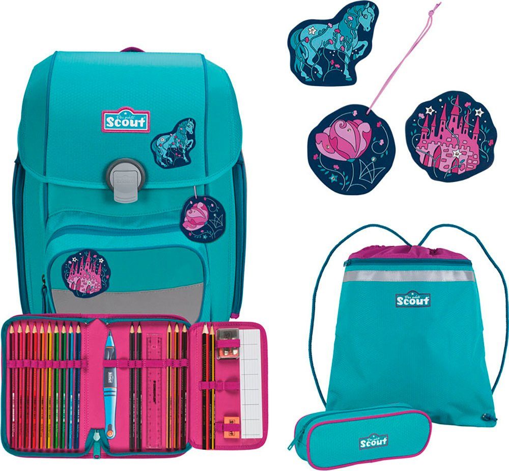 Scout Ранцы Genius, Dreamworld (Set, 4-tlg), 2 Funny Snaps Move; enthält recyceltes Material
