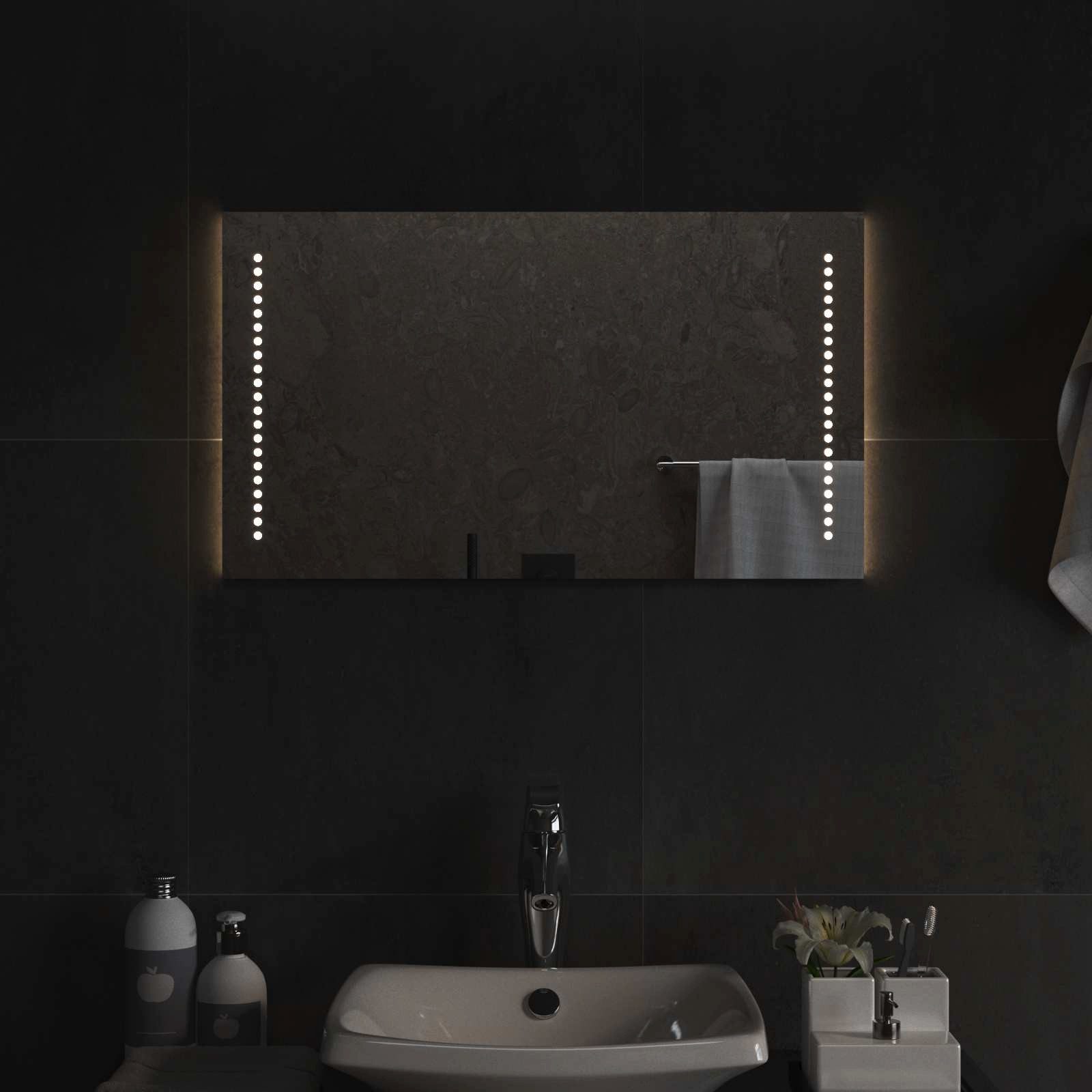 vidaXL Spiegel LED-Badezimmerspiegel Transparent 70 x 40 cm Gehärtetes Glas (1-St)