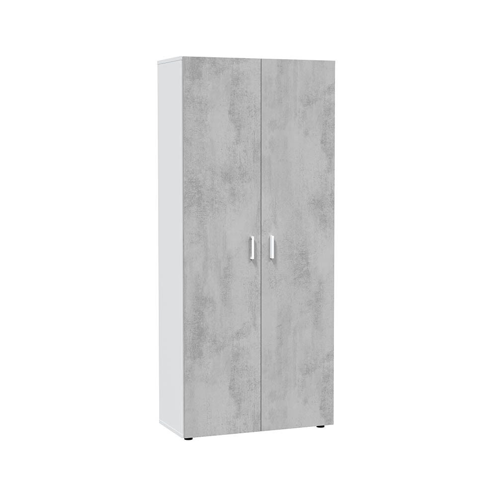 FORES HABITAT Mehrzweckschrank in Weiß / Beton Grau - 80x182x37 (BxHxT)