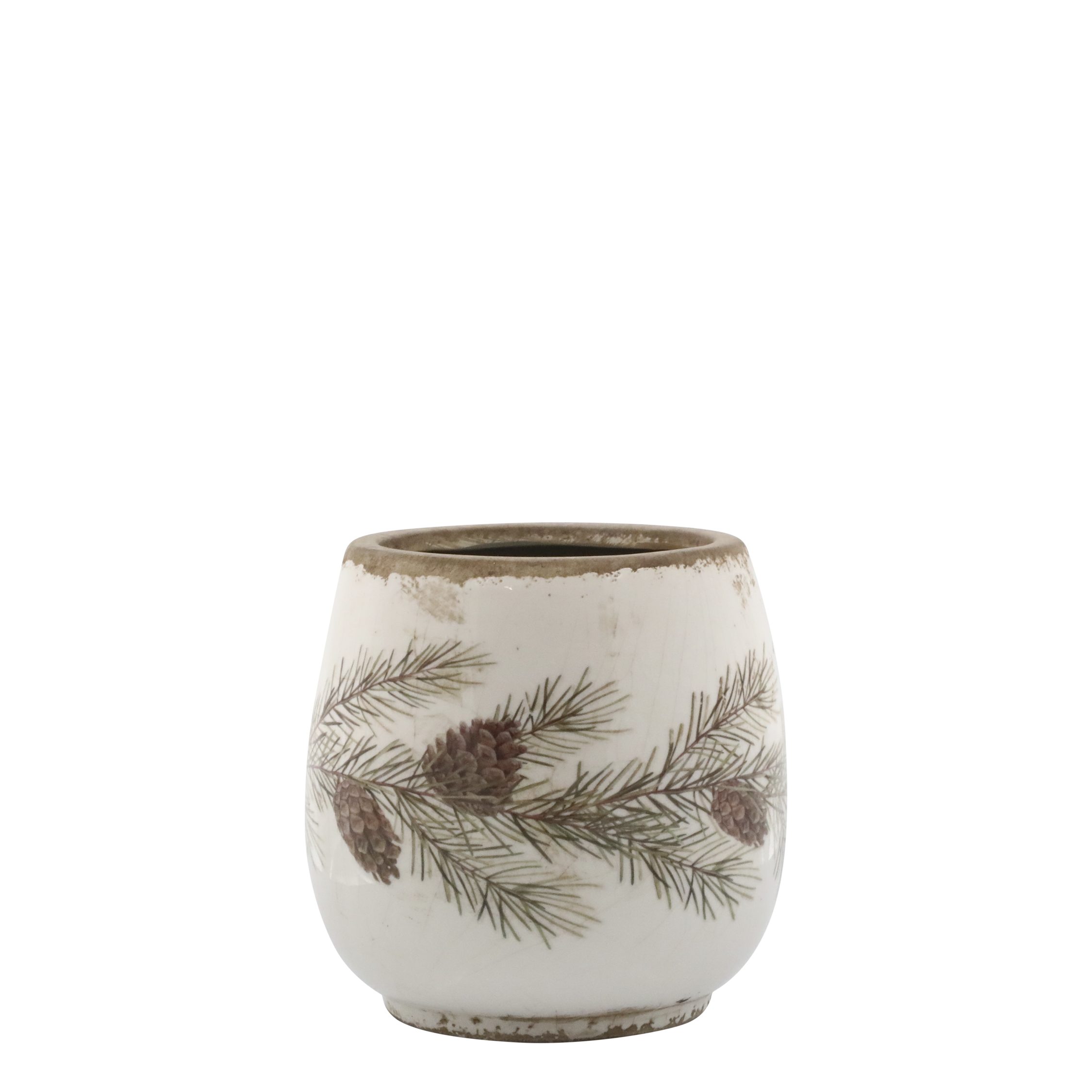 Chic Antique Übertopf Übertopf mit Tannengirlanden günstig online kaufen