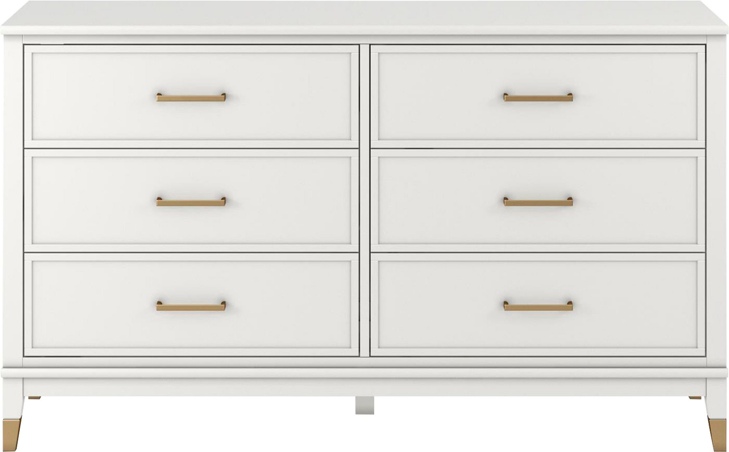Dorel Home Kommode Westerleigh, mit 6 Schubladen, MDF, Beine aus Massivholz, Höhe 85 cm, Breite 145 cm