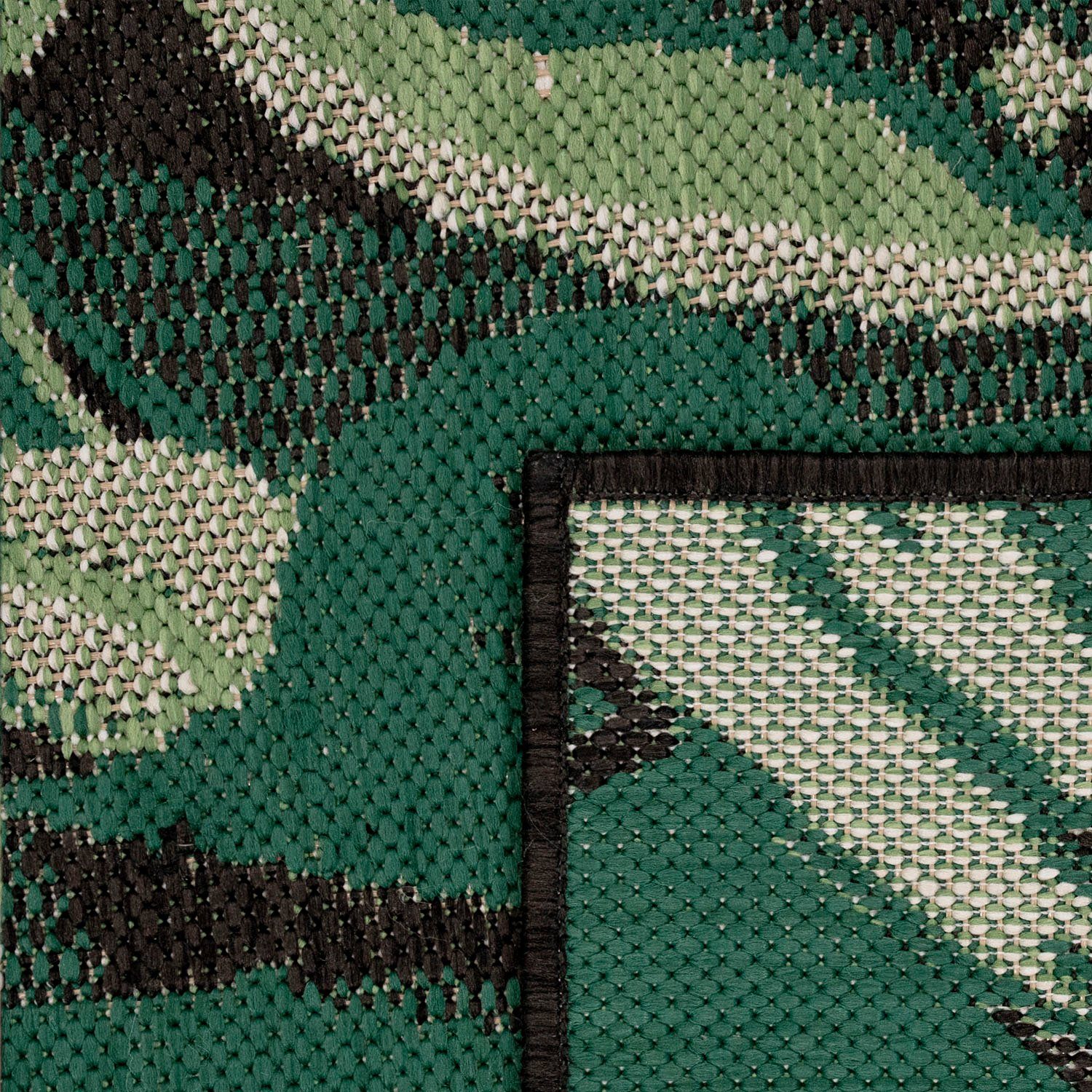 Paco Home Teppich Ostende 551, rechteckig, Höhe: 4 mm, Flachgewebe, Motiv Palmenblätter, In- und Outdoor geeignet