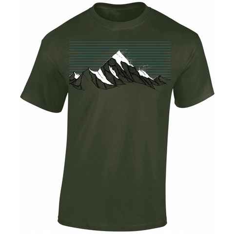 Baddery Print-Shirt Wander T-Shirt : Bergwind - Kletter T-Shirt für Wanderfreunde, hochwertiger Siebdruck, auch Übergrößen, aus Baumwolle