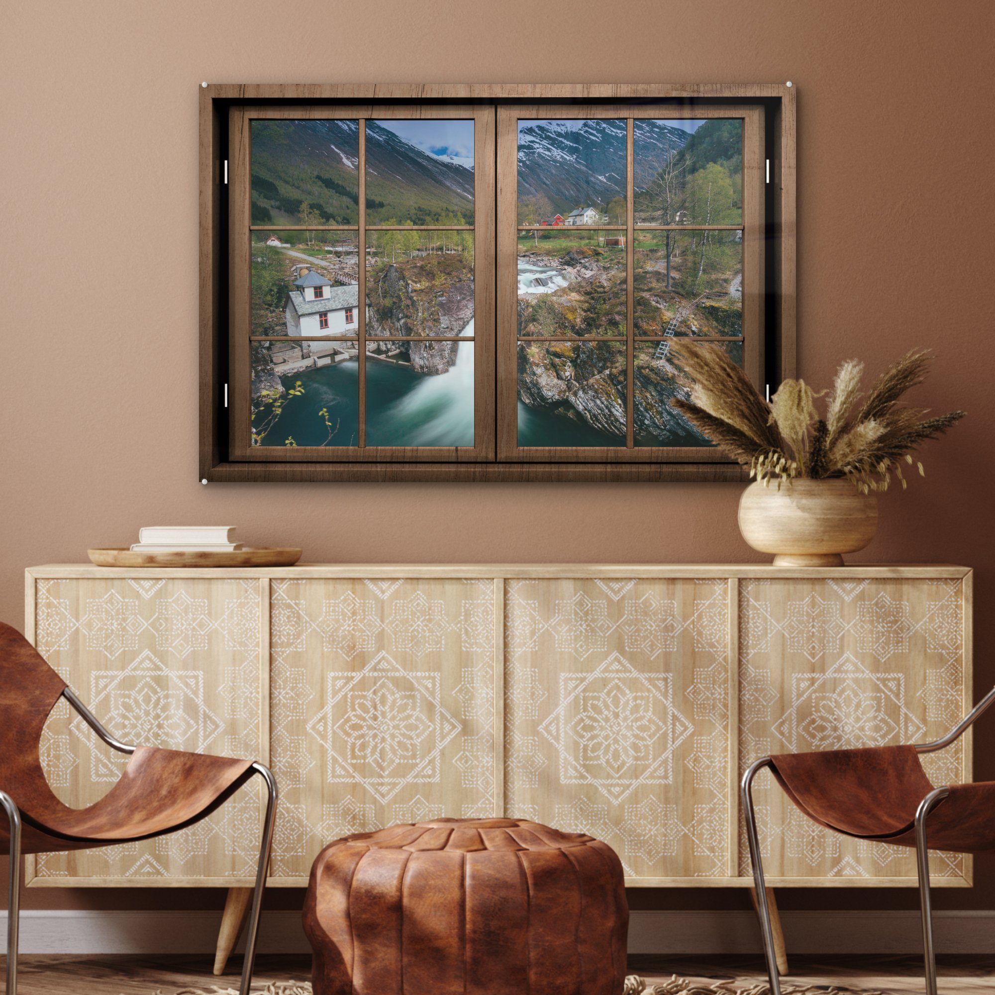 MuchoWow Acrylglasbild Aussicht - Berg Wasser, (1 Wohnzimmer Schlafzimmer - & St), Acrylglasbilder
