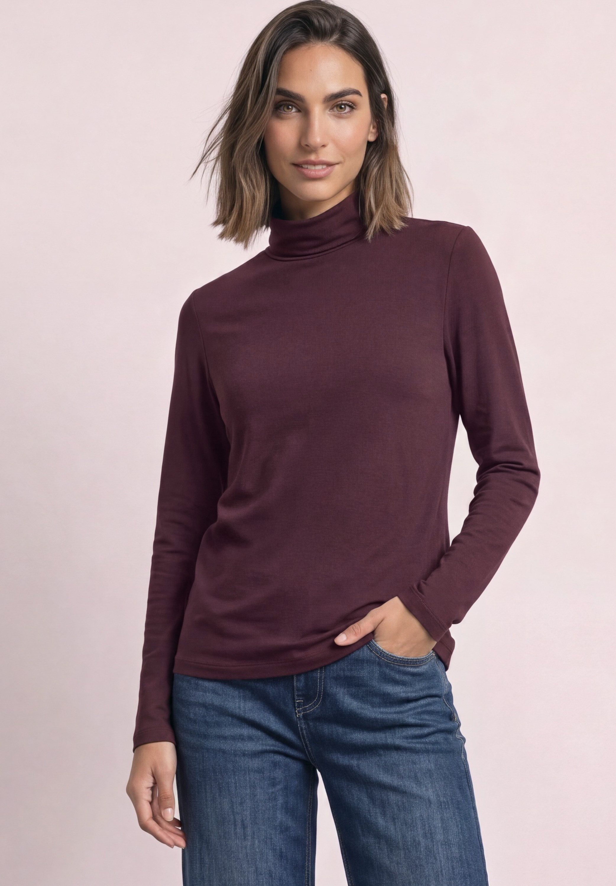 STREET ONE Langarmshirt in Unifarbe