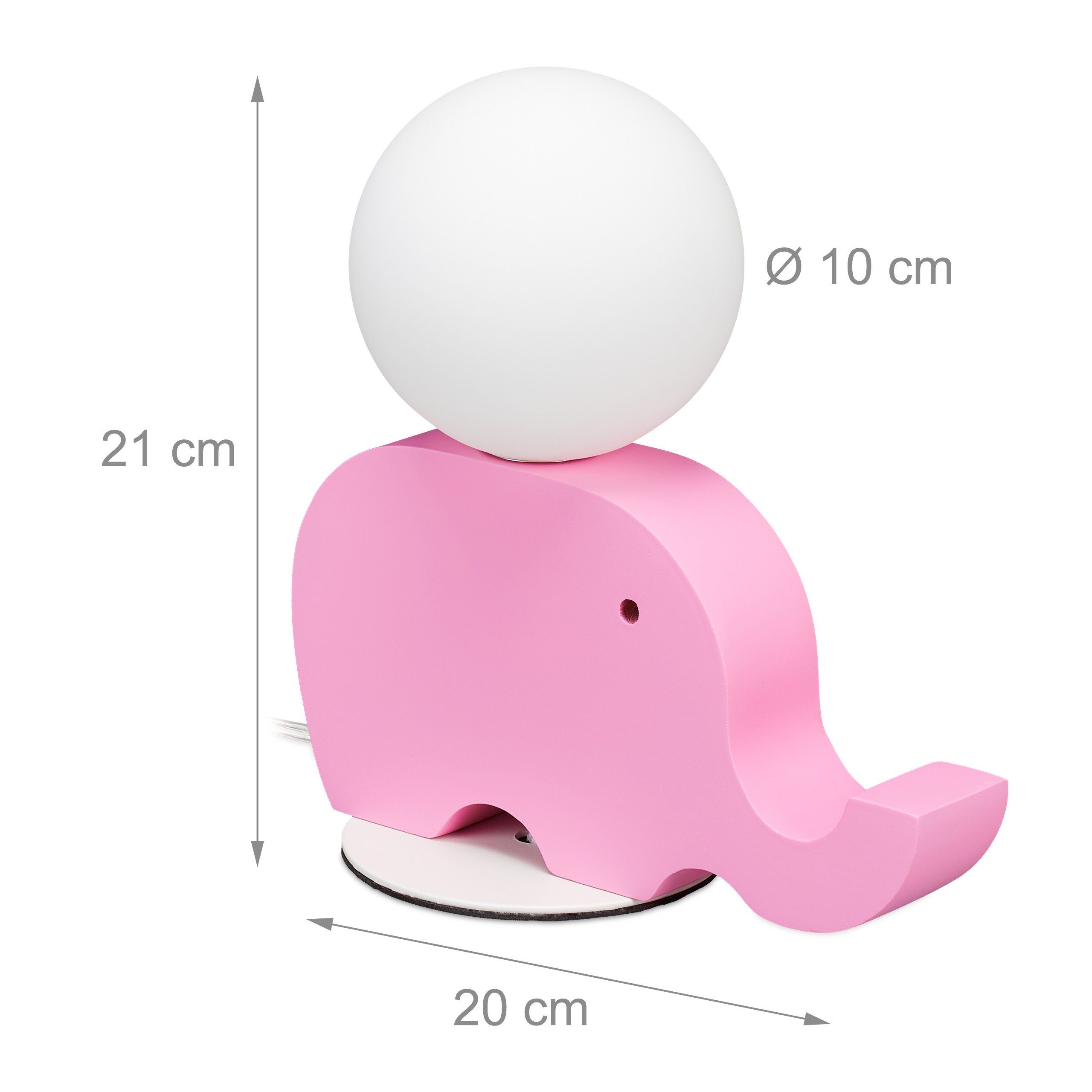 Nachttischlampe Kinder, Elefanten Pink Pink relaxdays für Nachttischlampe Weiß