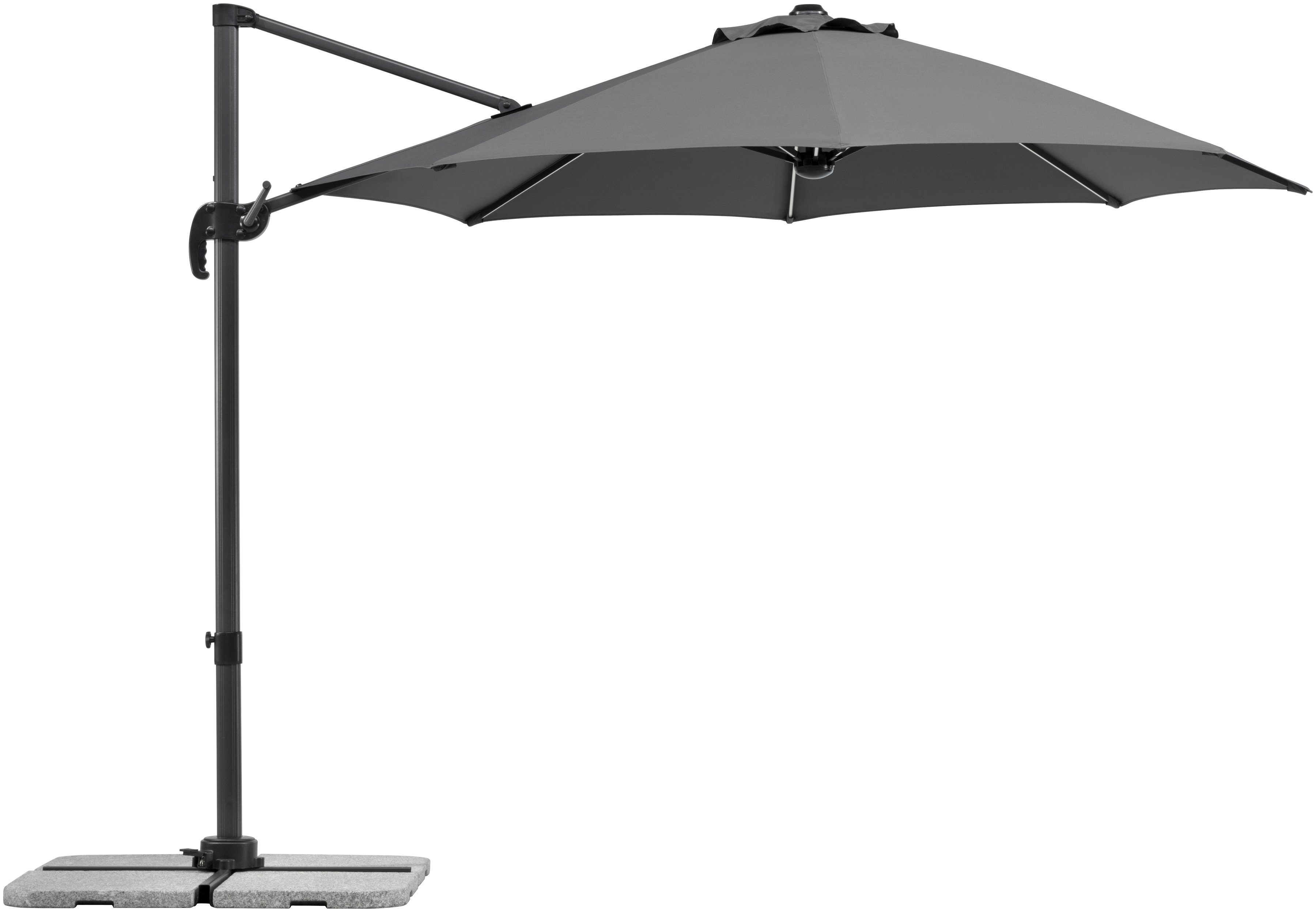 Schneider Schirme Ampelschirm Rhodos Blacklight, mit Schutzhülle und Schirmständer, ohne Wegeplatten
